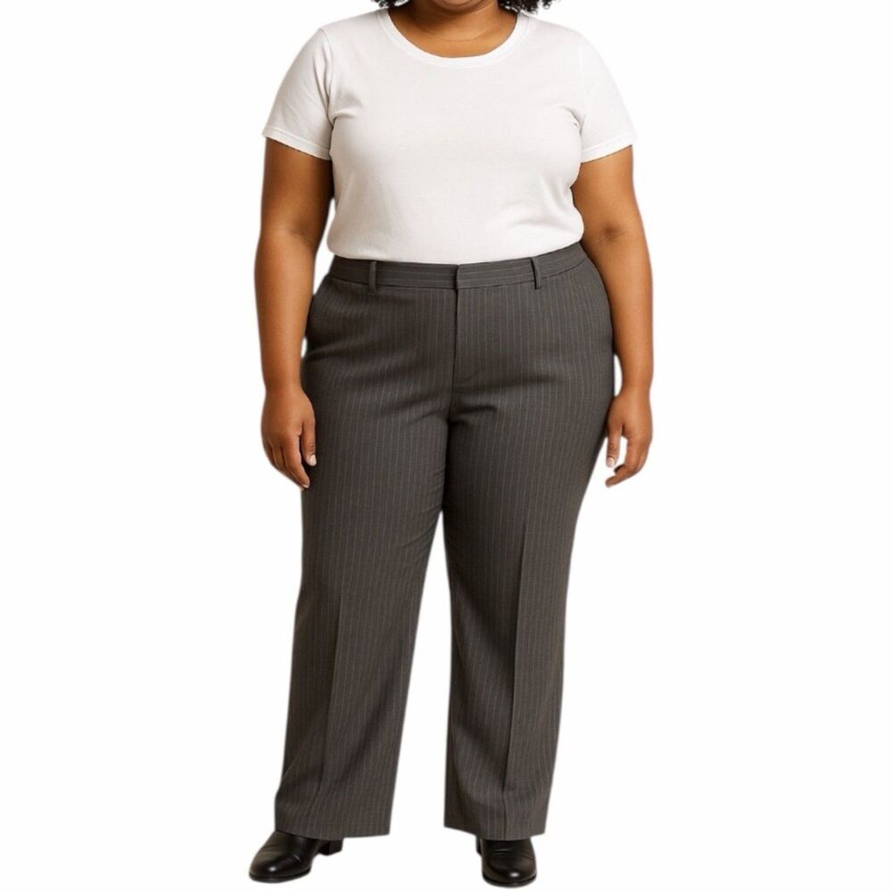 Levine Classics Women’s Gray Pinstripe Dress Pants | 24W